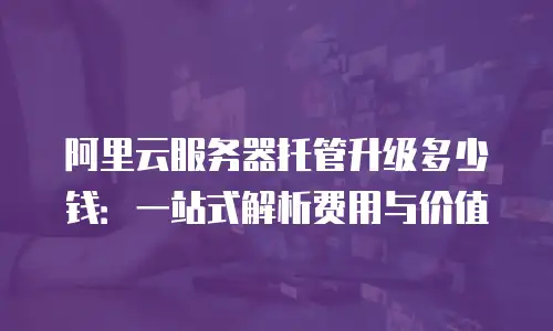阿里云服务器托管升级多少钱：一站式解析费用与价值