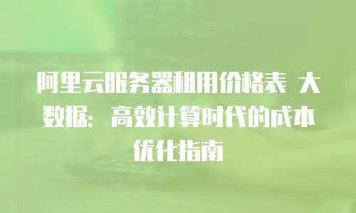 阿里云服务器租用价格表 大数据：高效计算时代的成本优化指南