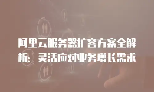 阿里云服务器扩容方案全解析：灵活应对业务增长需求