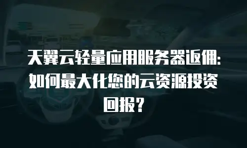 天翼云轻量应用服务器返佣：如何最大化您的云资源投资回报？