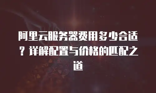 阿里云服务器费用多少合适？详解配置与价格的匹配之道
