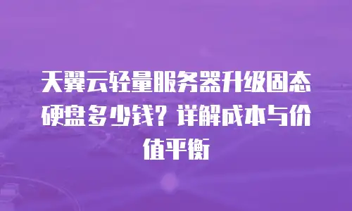 天翼云轻量服务器升级固态硬盘多少钱？详解成本与价值平衡