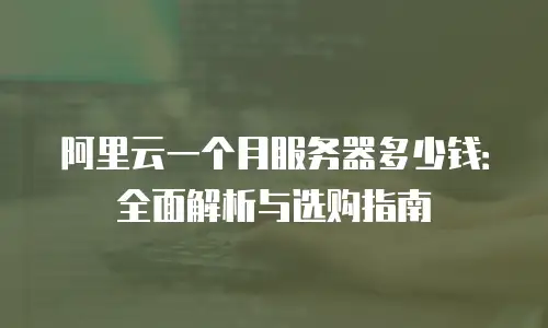 阿里云一个月服务器多少钱：全面解析与选购指南