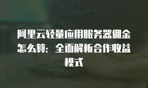 阿里云轻量应用服务器佣金怎么算：全面解析合作收益模式
