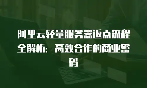阿里云轻量服务器返点流程全解析：高效合作的商业密码