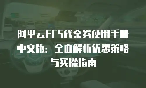 阿里云ECS代金券使用手册中文版：全面解析优惠策略与实操指南