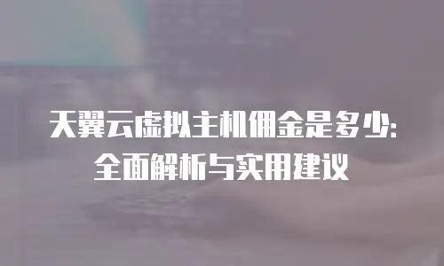 天翼云虚拟主机佣金是多少：全面解析与实用建议