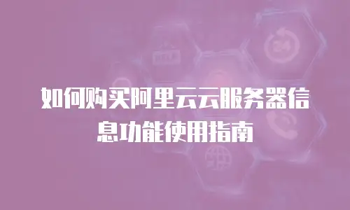 如何购买阿里云云服务器信息功能使用指南