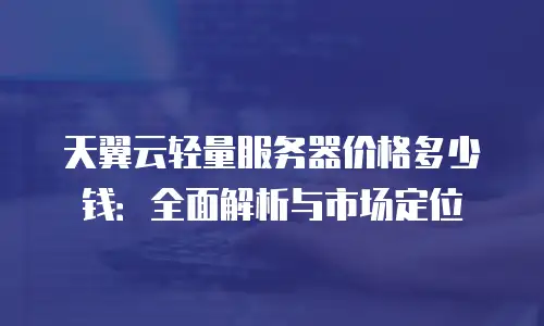 天翼云轻量服务器价格多少钱：全面解析与市场定位