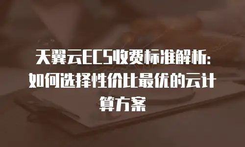 天翼云ECS收费标准解析：如何选择性价比最优的云计算方案