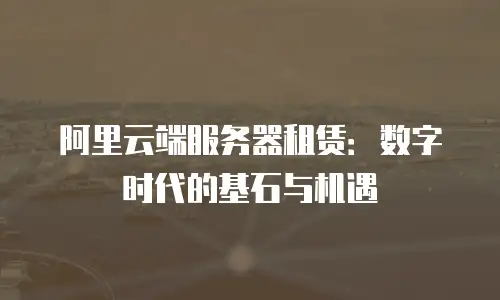 阿里云端服务器租赁：数字时代的基石与机遇