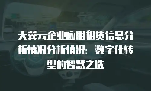 天翼云企业应用租赁信息分析情况分析情况：数字化转型的智慧之选