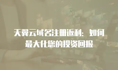 天翼云域名注册返利：如何最大化您的投资回报