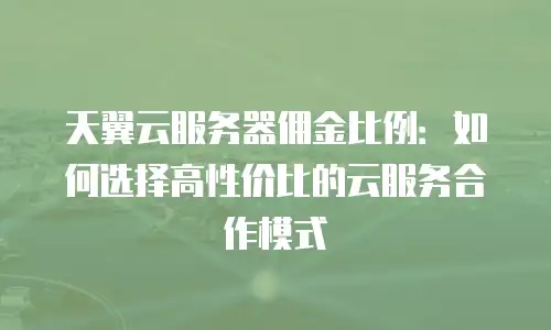天翼云服务器佣金比例：如何选择高性价比的云服务合作模式