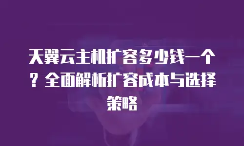 天翼云主机扩容多少钱一个？全面解析扩容成本与选择策略
