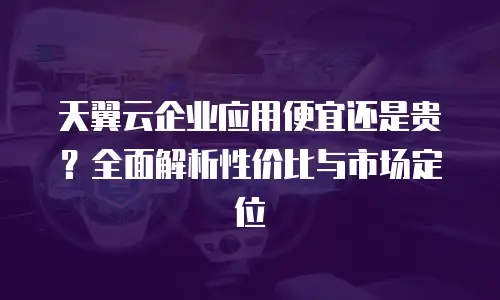 天翼云企业应用便宜还是贵？全面解析性价比与市场定位