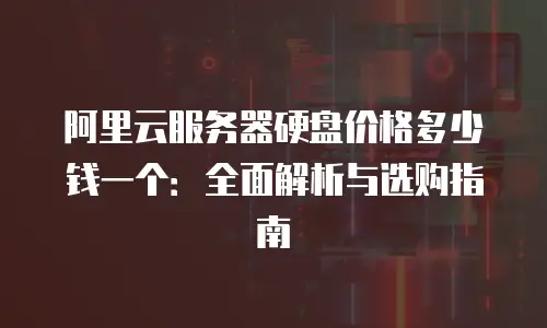 阿里云服务器硬盘价格多少钱一个：全面解析与选购指南