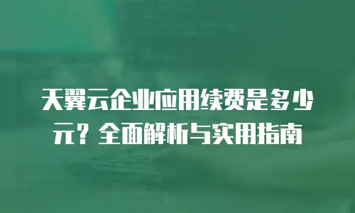 天翼云企业应用续费是多少元？全面解析与实用指南