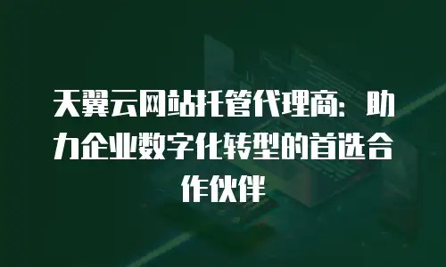 天翼云网站托管代理商：助力企业数字化转型的首选合作伙伴