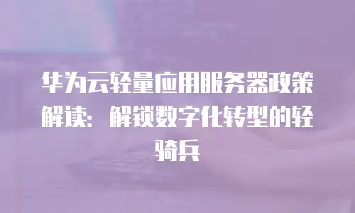 华为云轻量应用服务器政策解读：解锁数字化转型的轻骑兵
