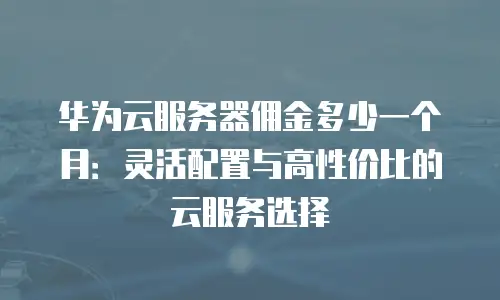 华为云服务器佣金多少一个月：灵活配置与高性价比的云服务选择