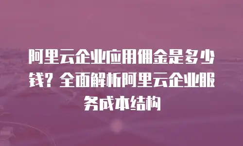 阿里云企业应用佣金是多少钱？全面解析阿里云企业服务成本结构