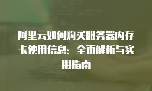 阿里云如何购买服务器内存卡使用信息：全面解析与实用指南