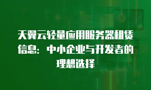 天翼云轻量应用服务器租赁信息：中小企业与开发者的理想选择