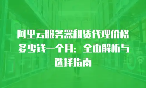 阿里云服务器租赁代理价格多少钱一个月：全面解析与选择指南