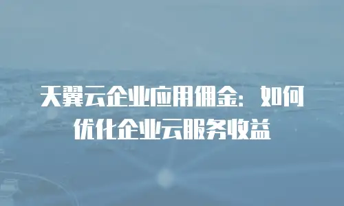 天翼云企业应用佣金：如何优化企业云服务收益