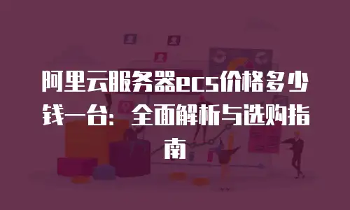 阿里云服务器ecs价格多少钱一台：全面解析与选购指南