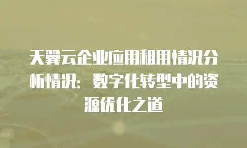 天翼云企业应用租用情况分析情况：数字化转型中的资源优化之道