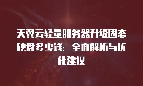 天翼云轻量服务器升级固态硬盘多少钱：全面解析与优化建议