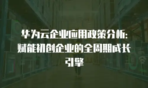 华为云企业应用政策分析：赋能初创企业的全周期成长引擎