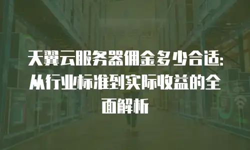 天翼云服务器佣金多少合适：从行业标准到实际收益的全面解析