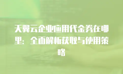 天翼云企业应用代金券在哪里：全面解析获取与使用策略