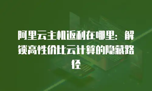 阿里云主机返利在哪里：解锁高性价比云计算的隐藏路径