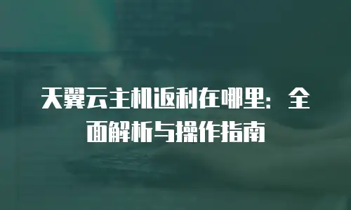 天翼云主机返利在哪里：全面解析与操作指南