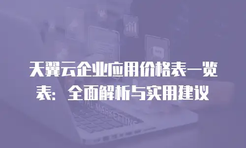 天翼云企业应用价格表一览表：全面解析与实用建议