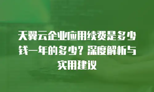 天翼云企业应用续费是多少钱一年的多少？深度解析与实用建议
