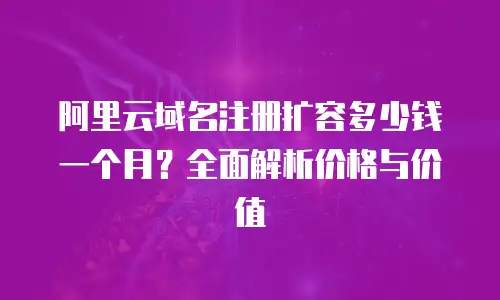 阿里云域名注册扩容多少钱一个月？全面解析价格与价值