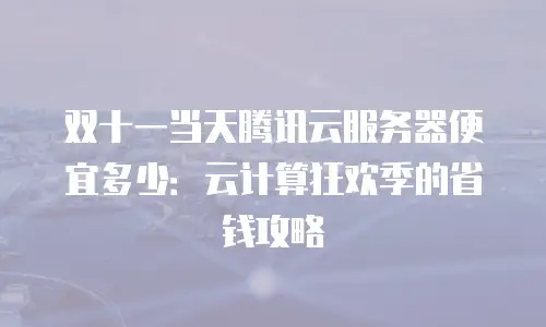 双十一当天腾讯云服务器便宜多少：云计算狂欢季的省钱攻略