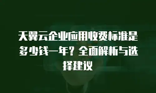 天翼云企业应用收费标准是多少钱一年？全面解析与选择建议