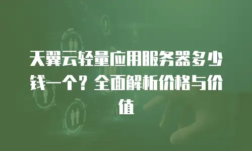 天翼云轻量应用服务器多少钱一个？全面解析价格与价值