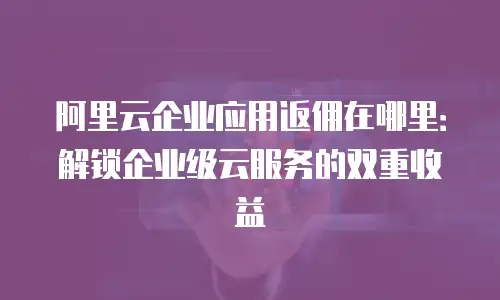 阿里云企业应用返佣在哪里：解锁企业级云服务的双重收益