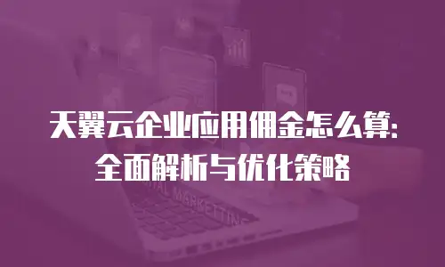 天翼云企业应用佣金怎么算：全面解析与优化策略