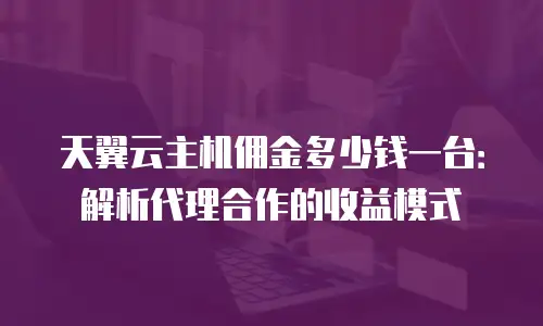 天翼云主机佣金多少钱一台：解析代理合作的收益模式