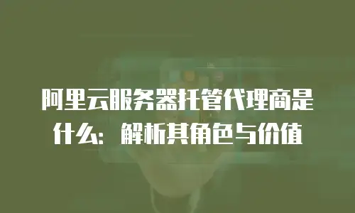 阿里云服务器托管代理商是什么：解析其角色与价值