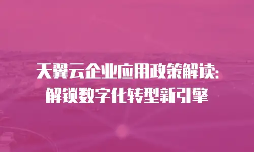 天翼云企业应用政策解读：解锁数字化转型新引擎
