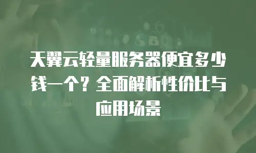 天翼云轻量服务器便宜多少钱一个？全面解析性价比与应用场景
